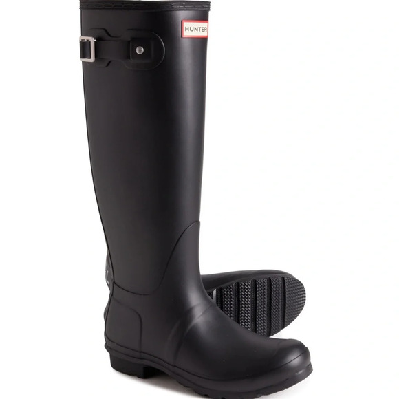 HUNTER original backstrap black tall boots block letter - Picture 3 of 9